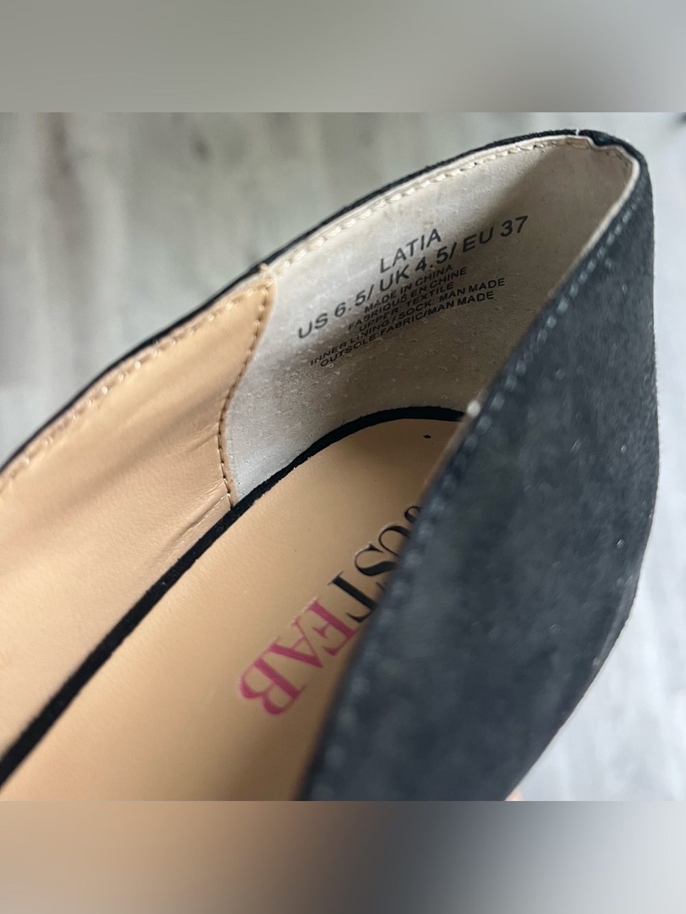 JustFab Latia Black Suede Pointed-Toe Heels - Picture 7 of 7